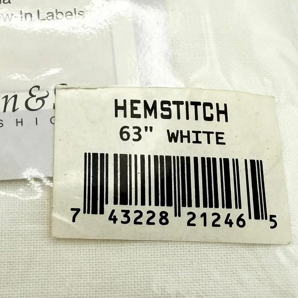 Vintage White Hemstitch Cotton Curtain Panels 80x63 Tailored Pair w/ Tiebacks